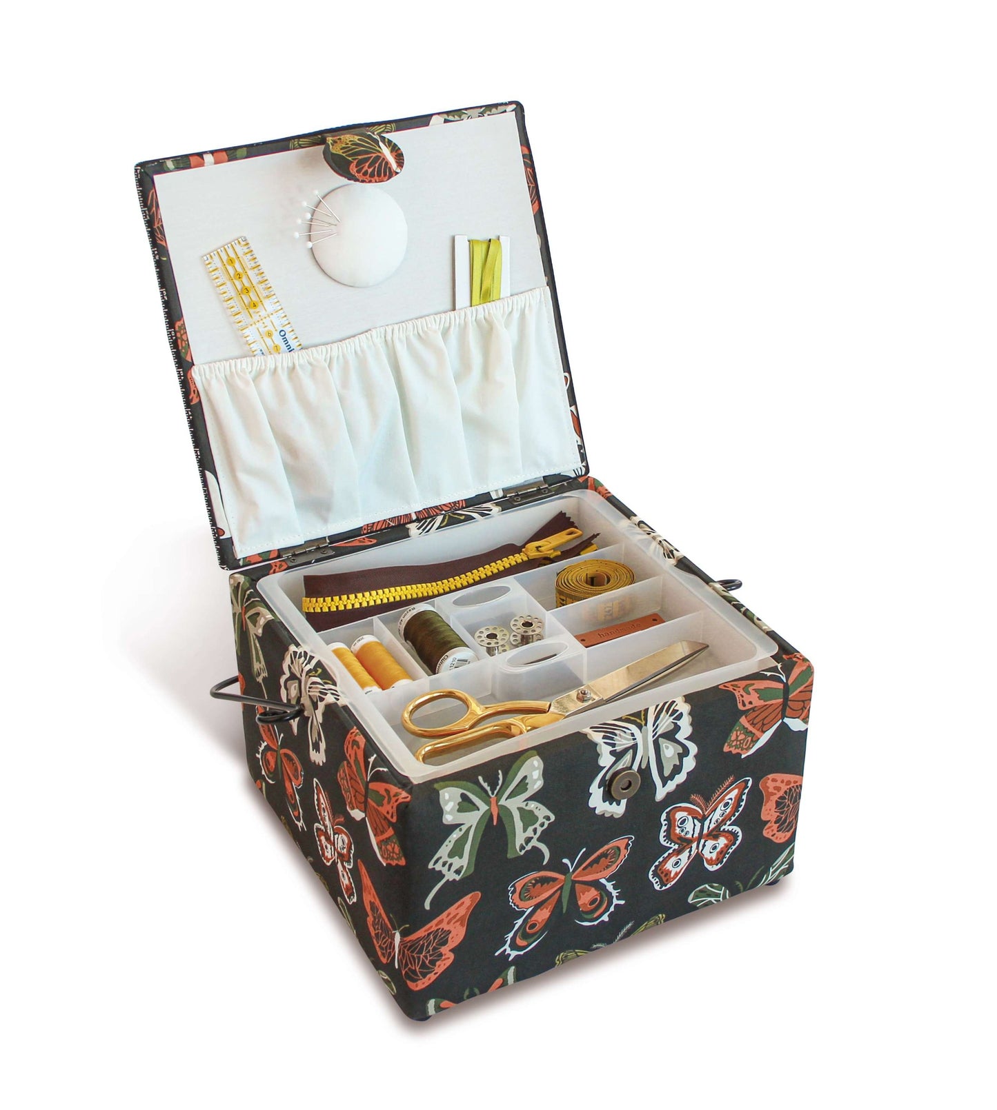 Sewing Basket L Butterfly Square