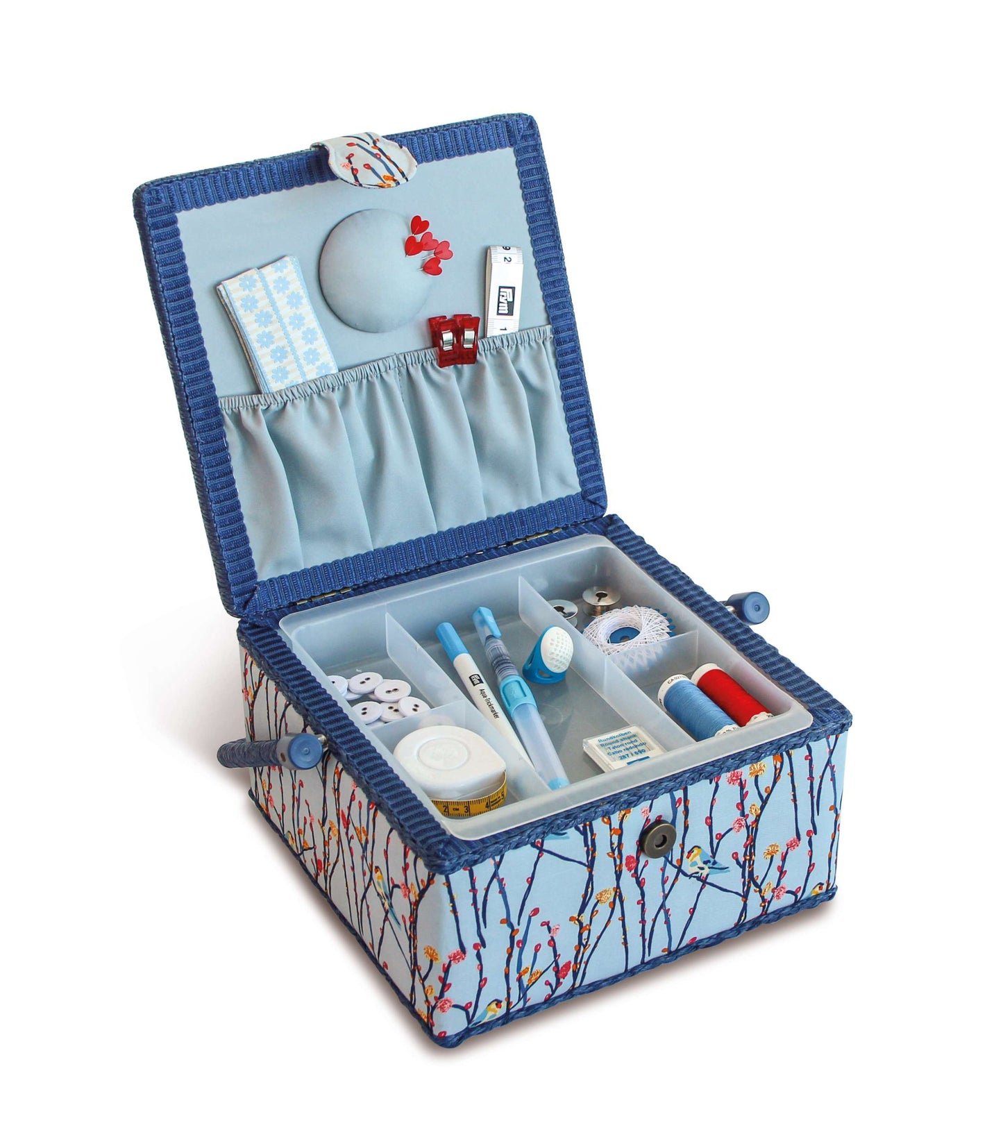 Sewing Basket M Blue Birds