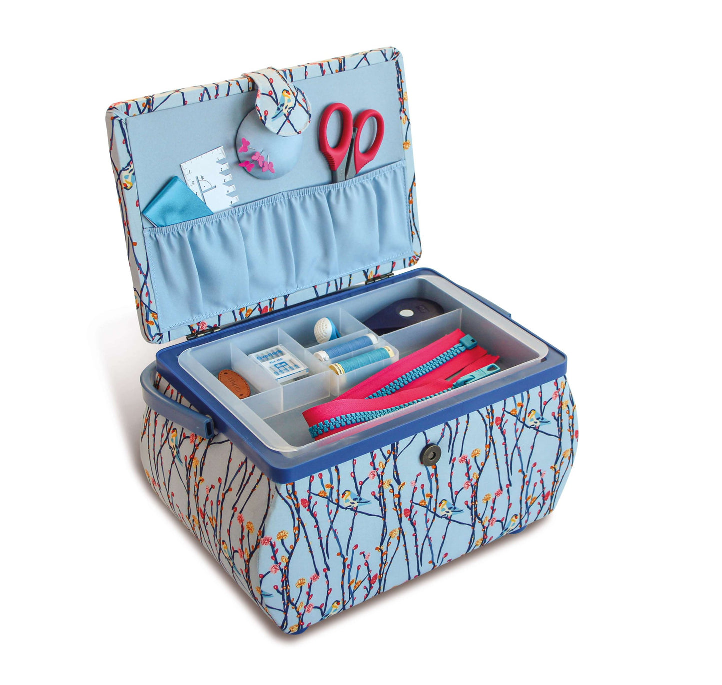 Sewing Basket L Blue Birds