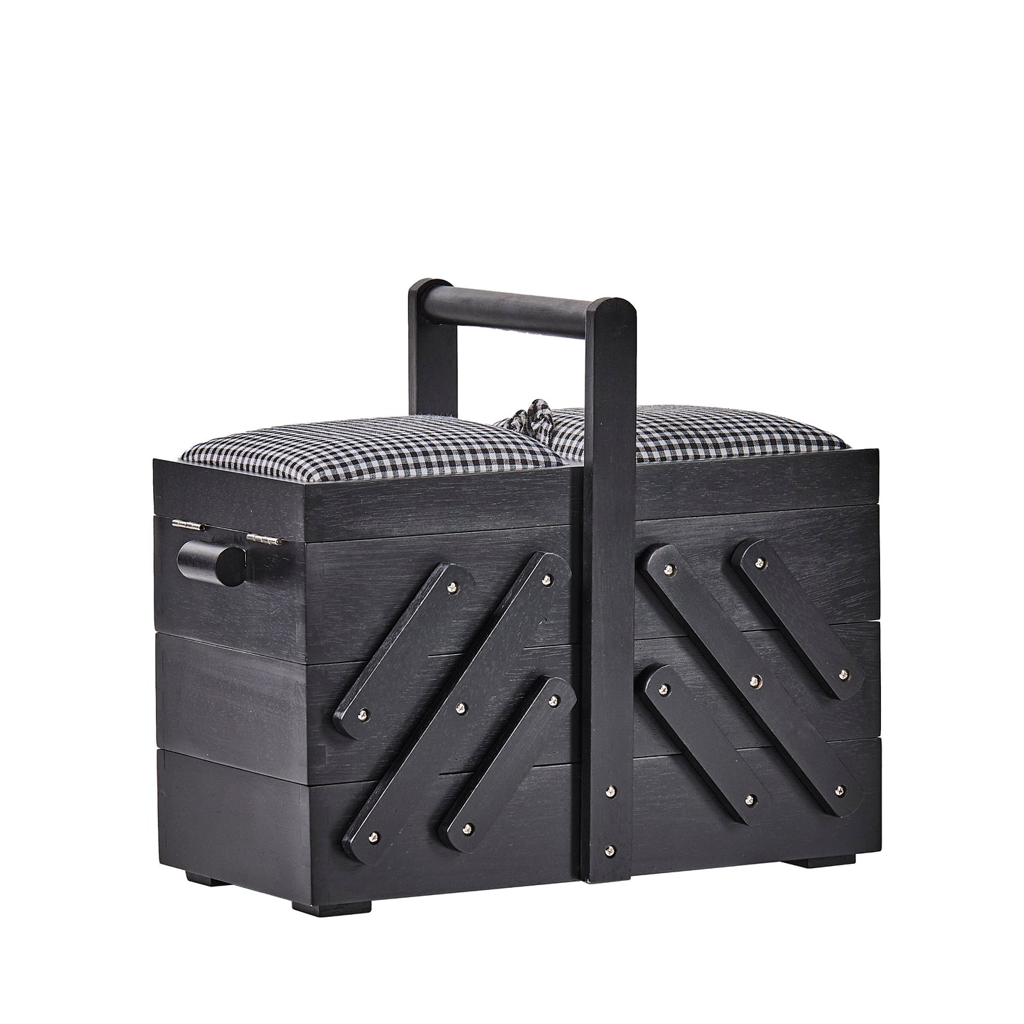 Sewing Box Wood M Black with Fabric