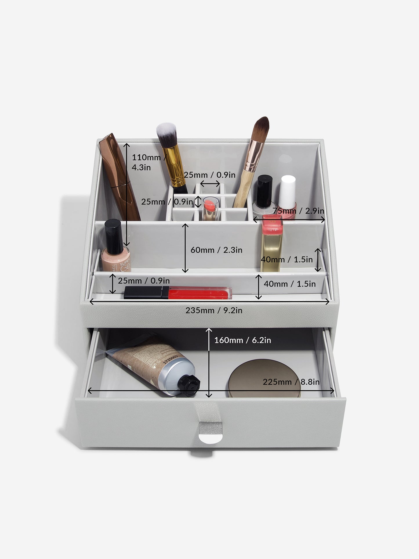 Classic Pebble Grey Makeup Organiser