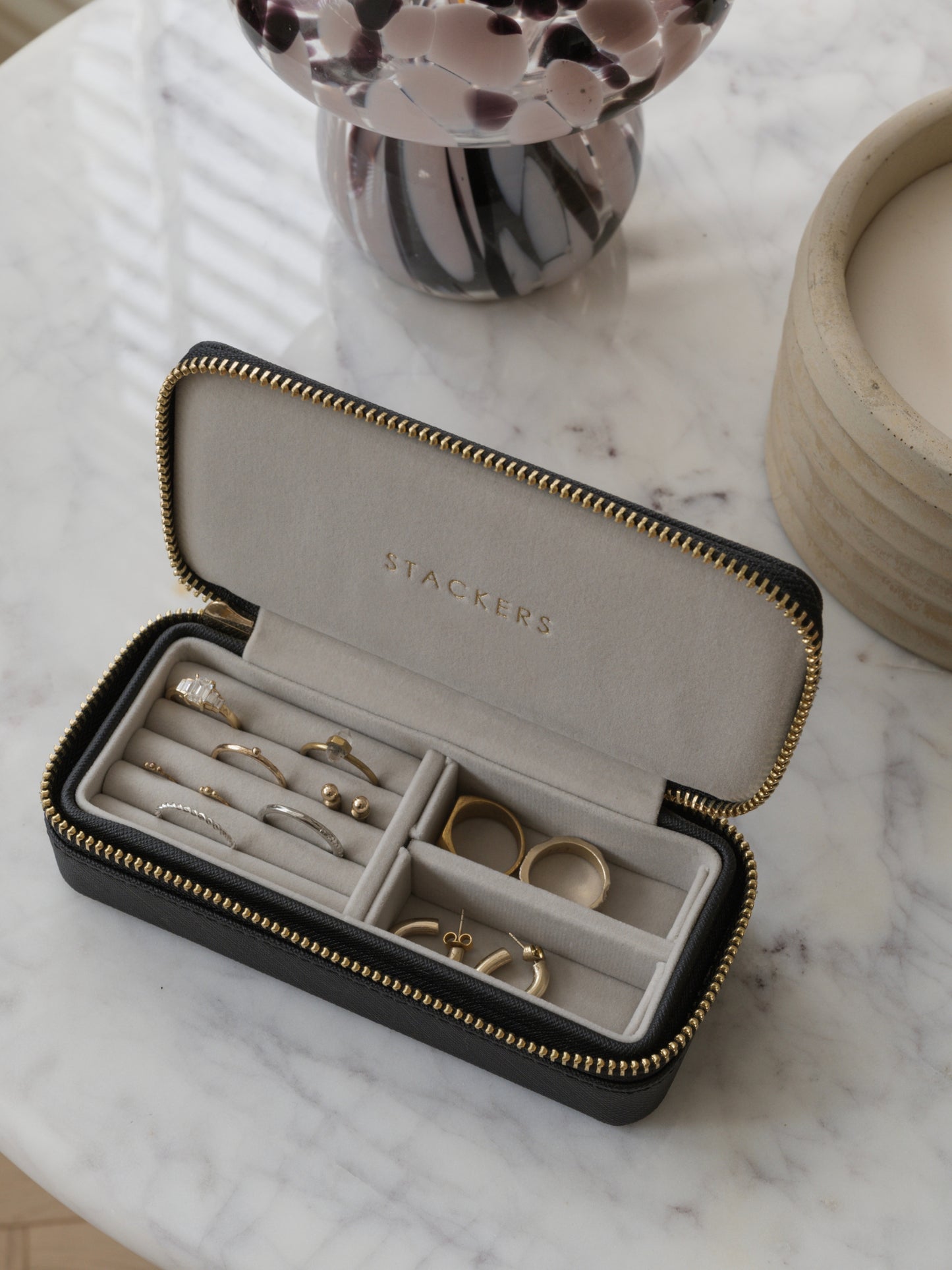 Zipped Travel Jewellery Box Black
