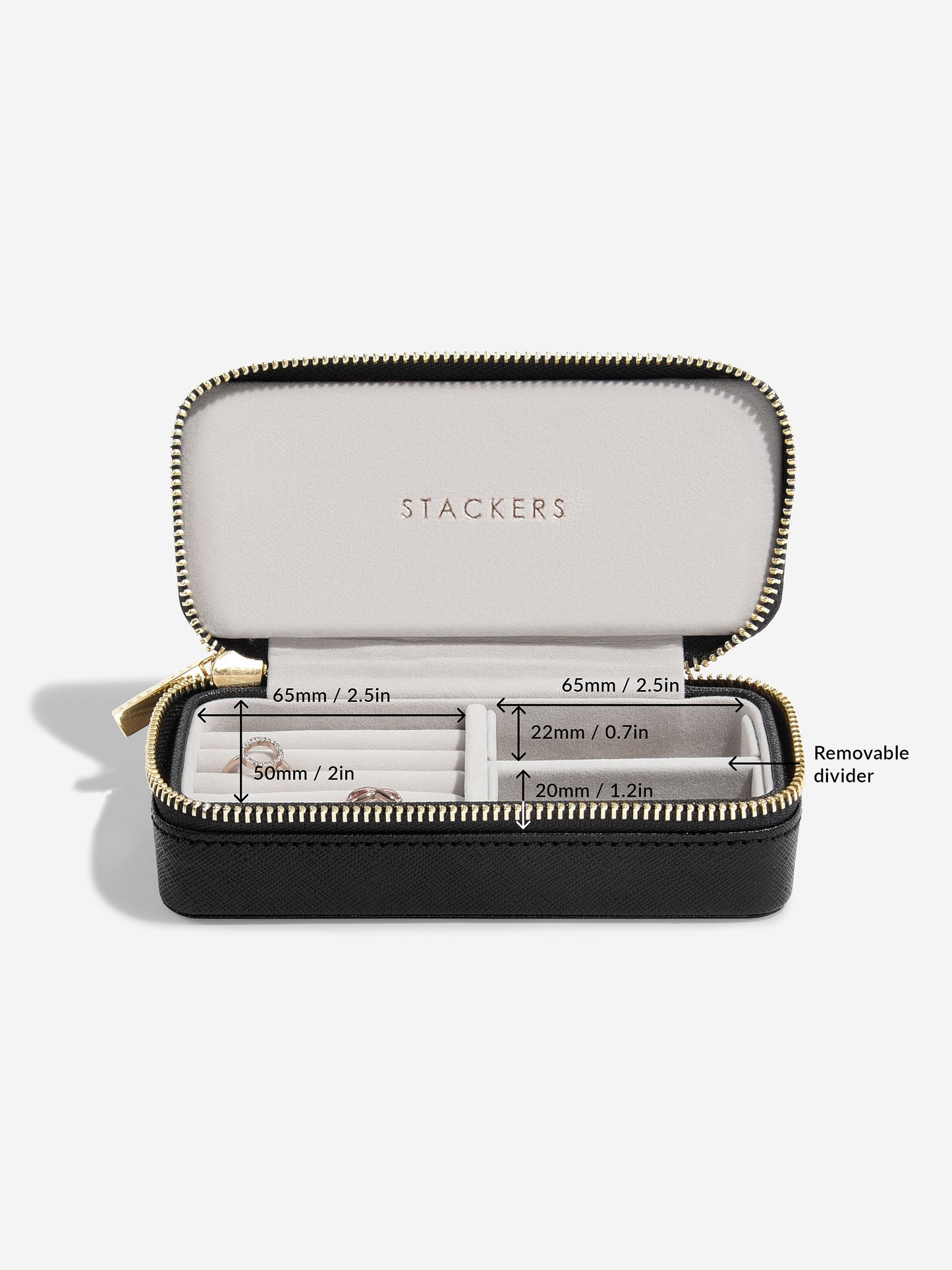 Zipped Travel Jewellery Box Black