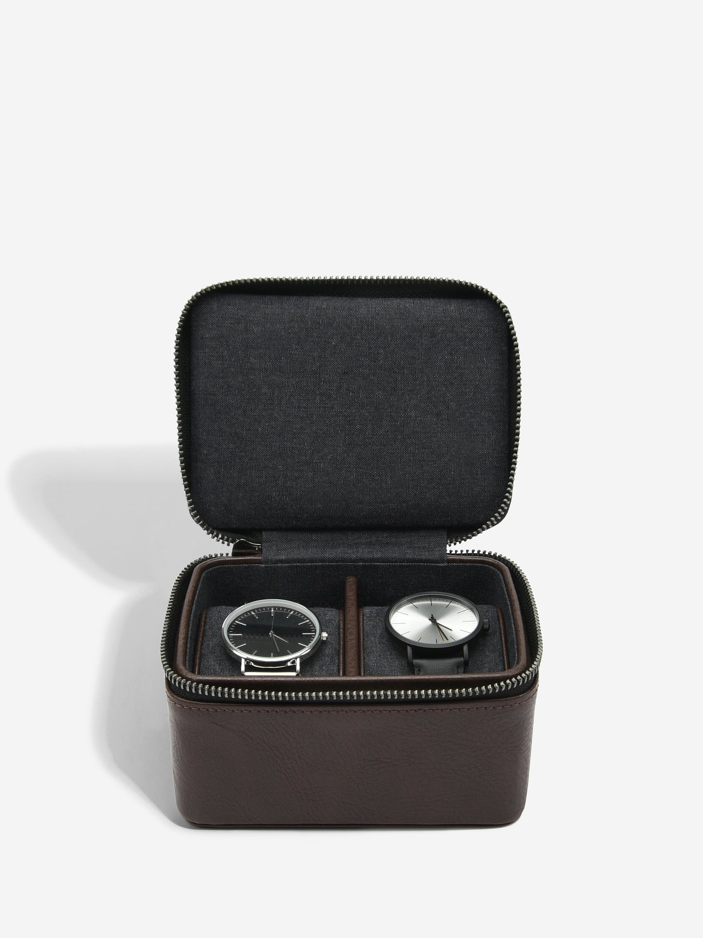 Zipped Travel Watch Box Brown