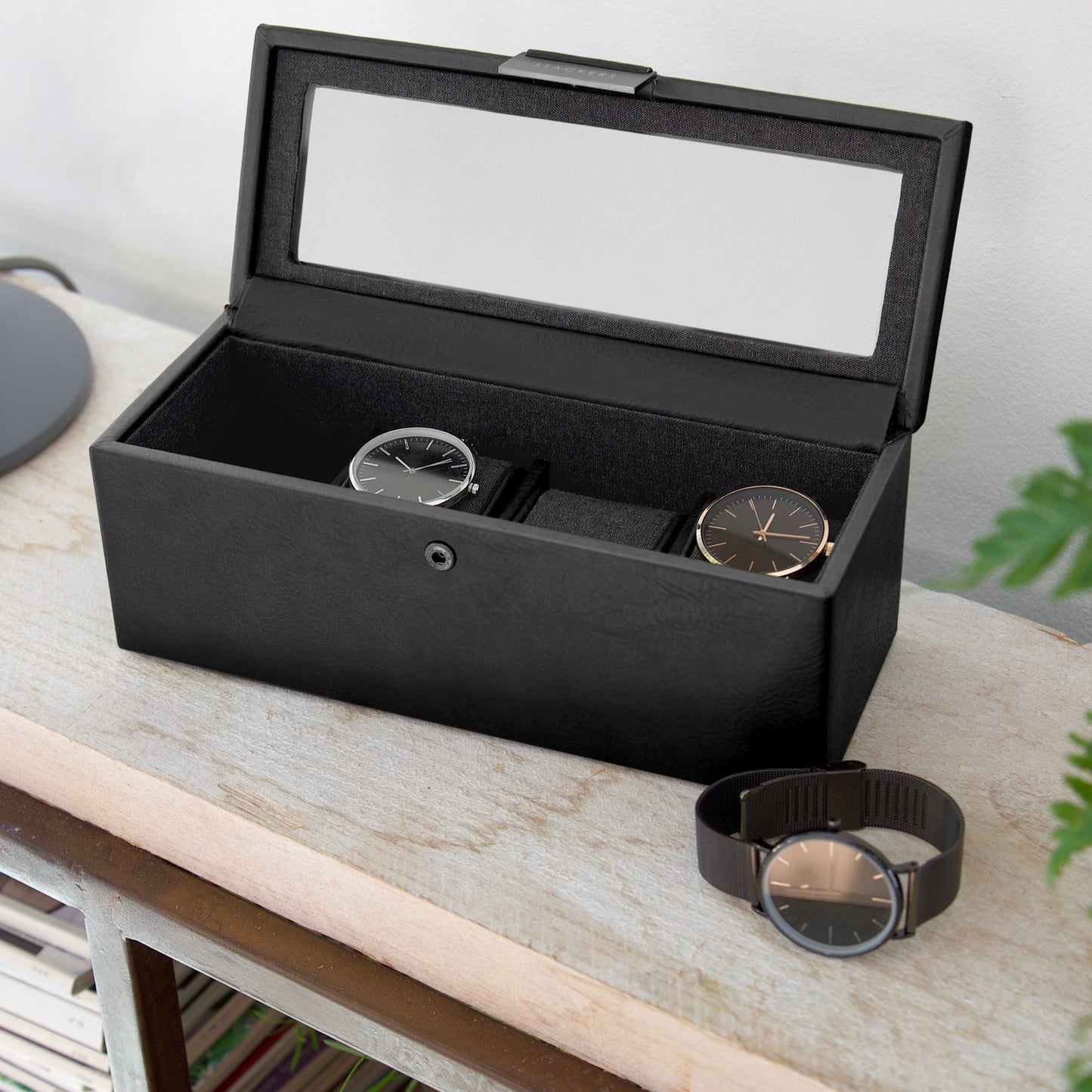 4 Piece Watch Box Black