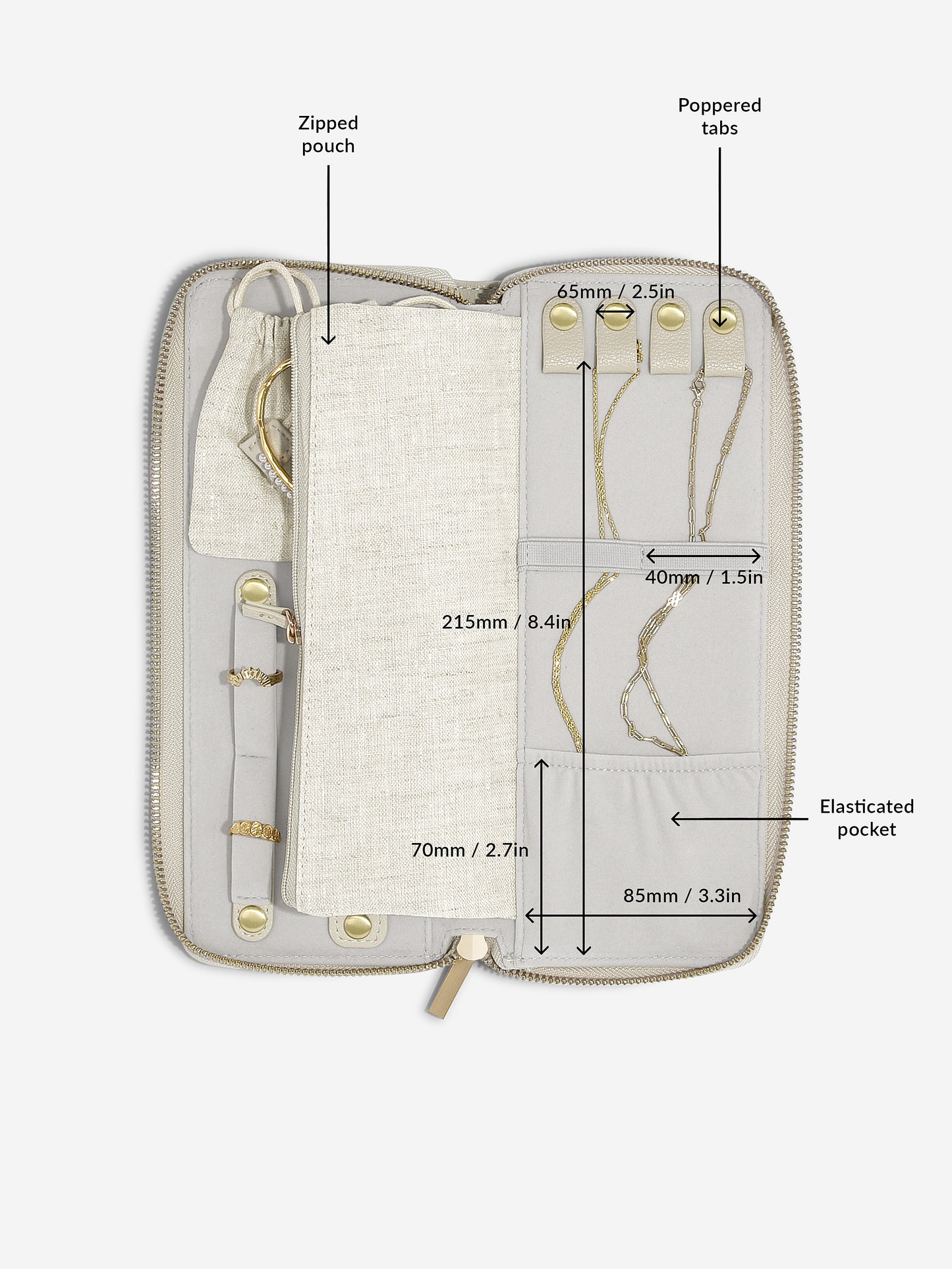 Jewellery Roll Oatmeal & Linen