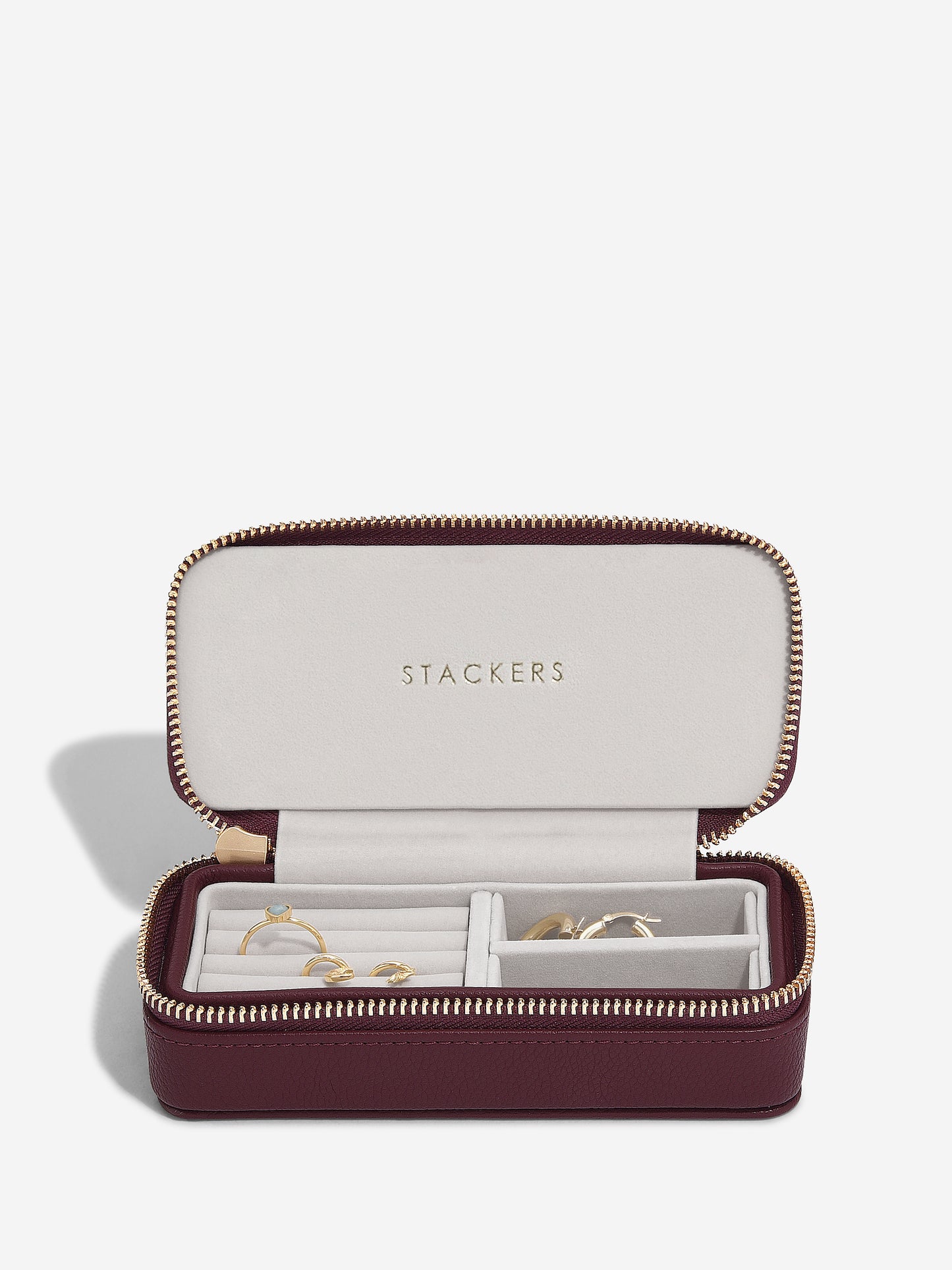Zipped Travel Jewellery Box Burgundy