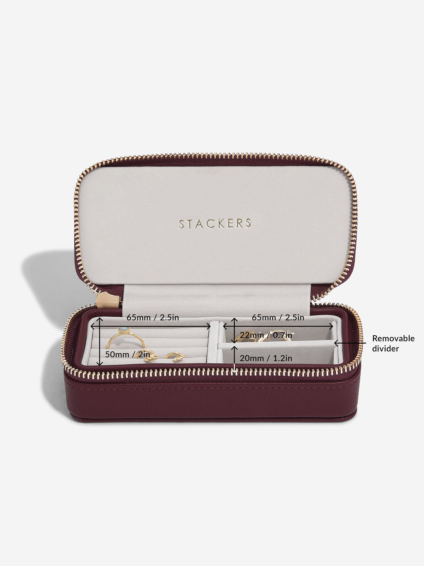 Zipped Travel Jewellery Box Burgundy