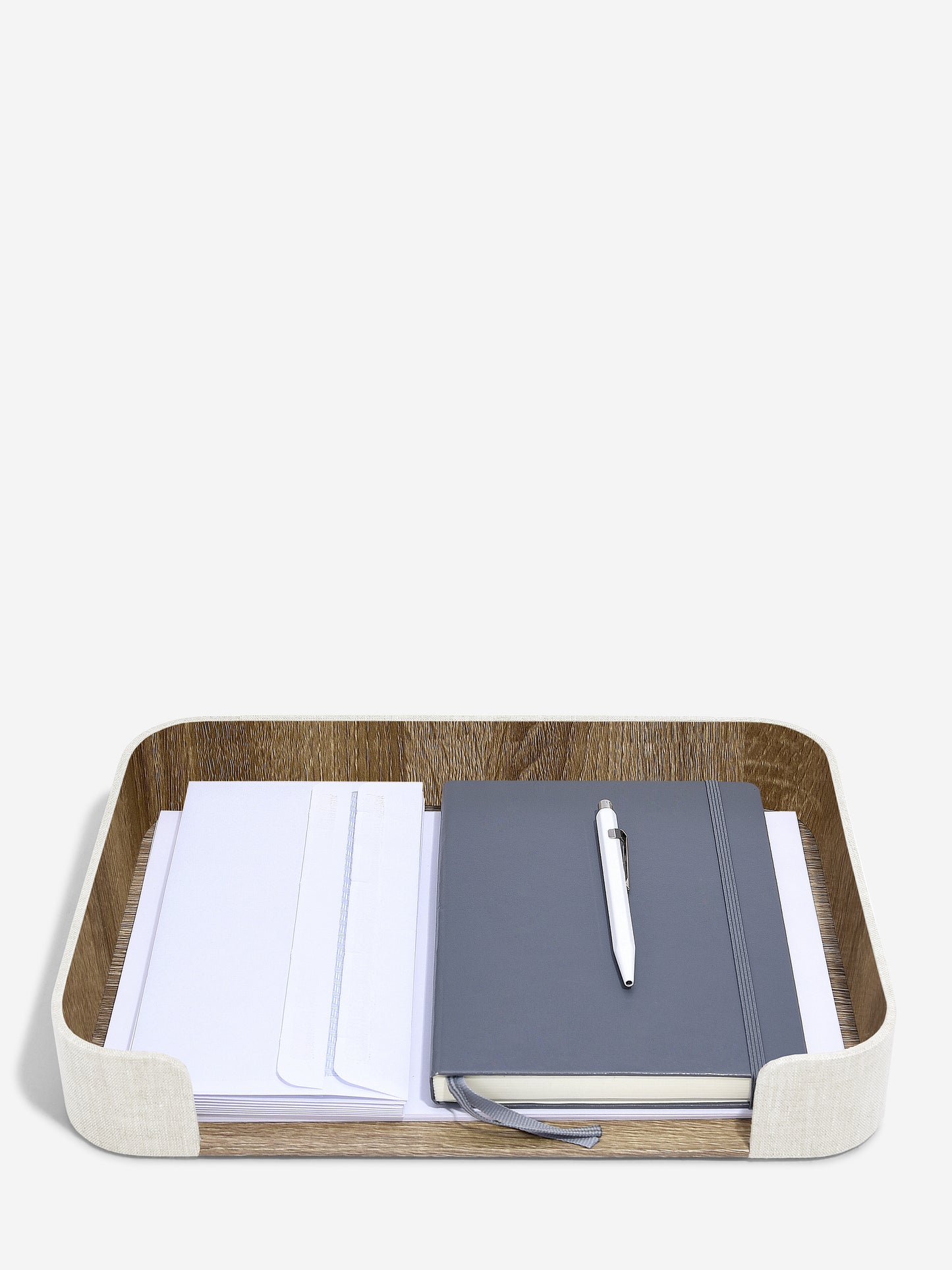 Oatmeal & Linen Desk Caddy & Letter Tray