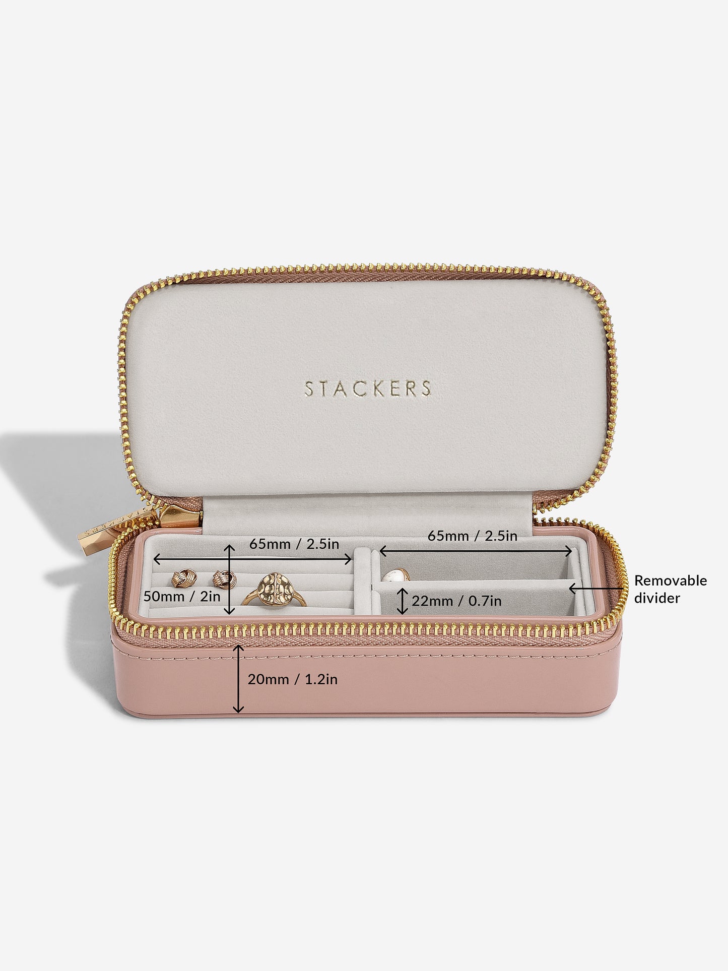 Zipped Travel Jewellery Box Patent Copper Rose