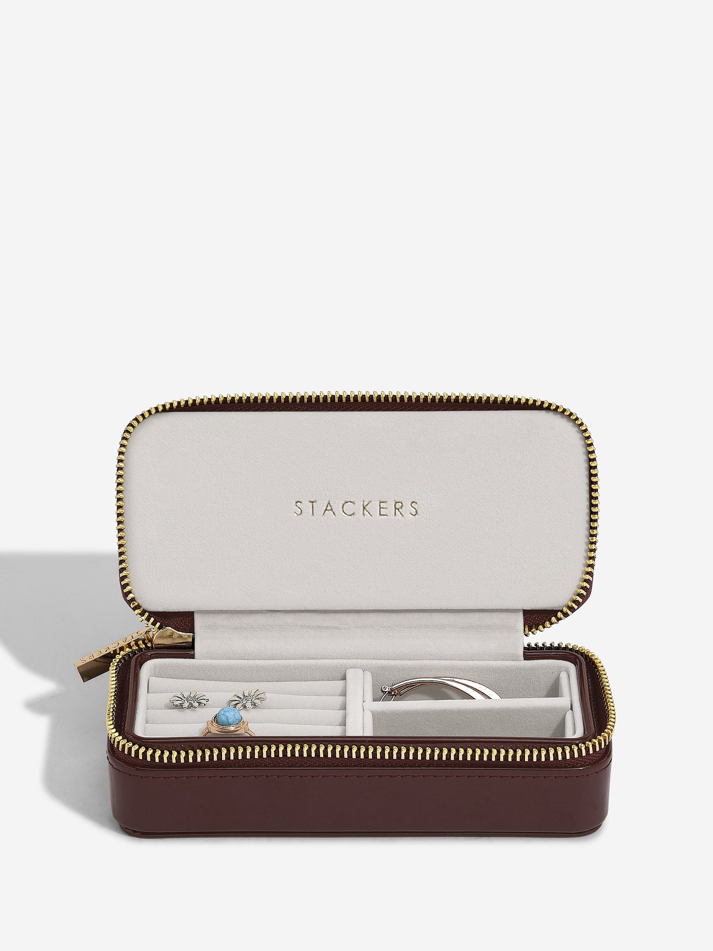 Zipped Travel Jewellery Box Patent Cherry