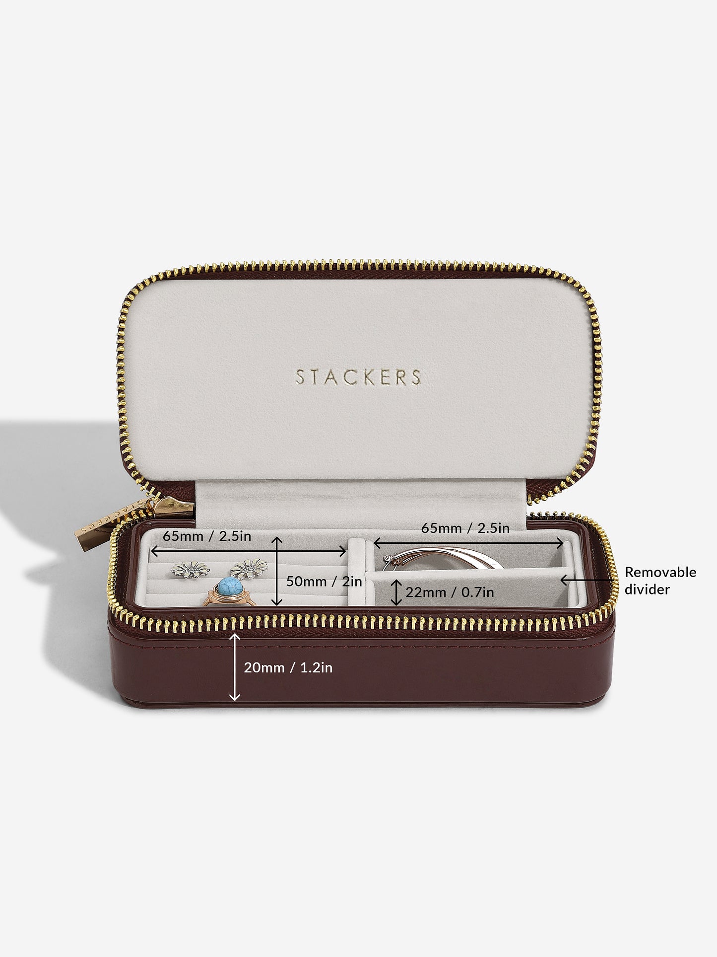 Zipped Travel Jewellery Box Patent Cherry
