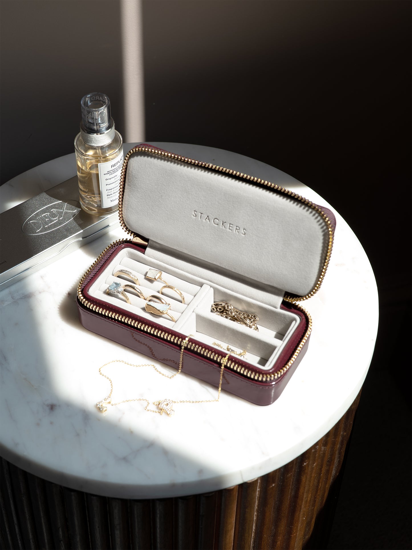 Zipped Travel Jewellery Box Patent Cherry