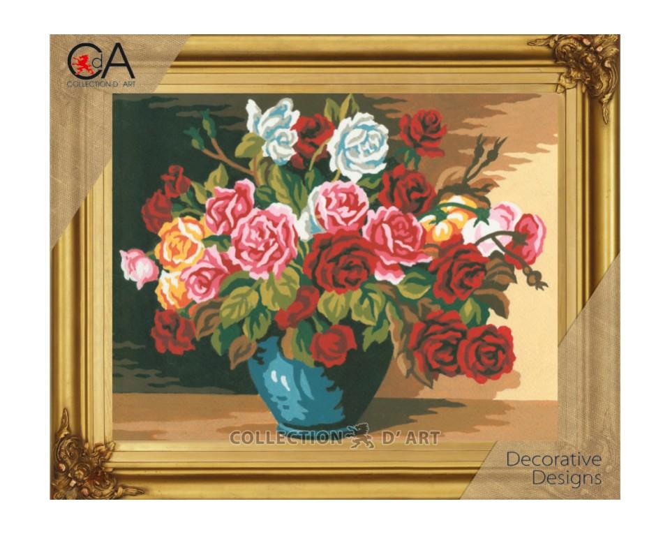 Maltese Tapestry Kit Roses in Vase 22x30cm