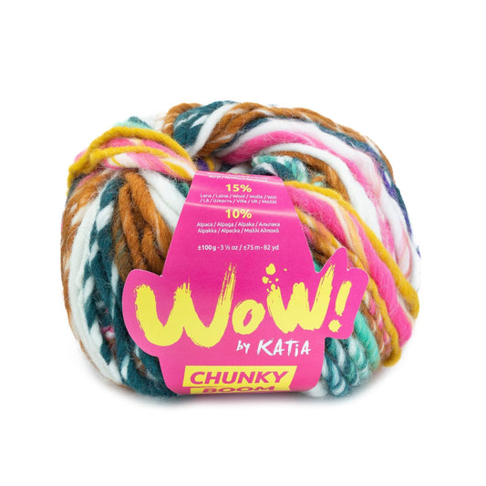 Wow Chunky Boom Yarn 100G Col 300 Petrol - Pearl Blackberry - Rose