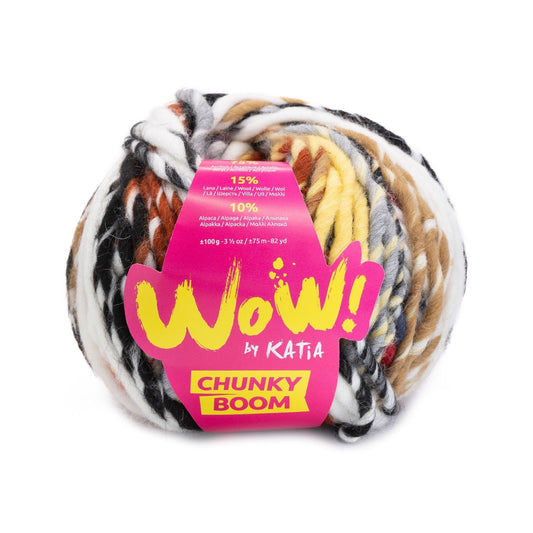 Wow Chunky Boom Yarn 100G Col 303 Brown - Red - Black