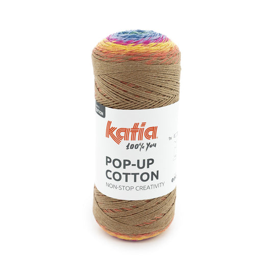 Popup Cotton Yarn 200G Col 300 Blue Fuschia Brown