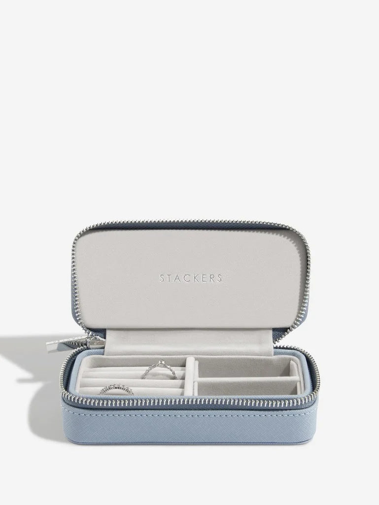 Zipped Travel Jewellery Box Dusky Blue