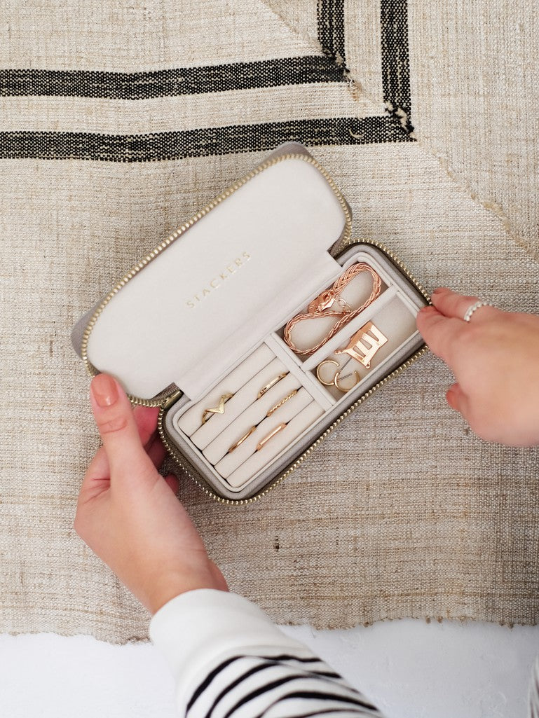 Zipped Travel Jewellery Box Taupe