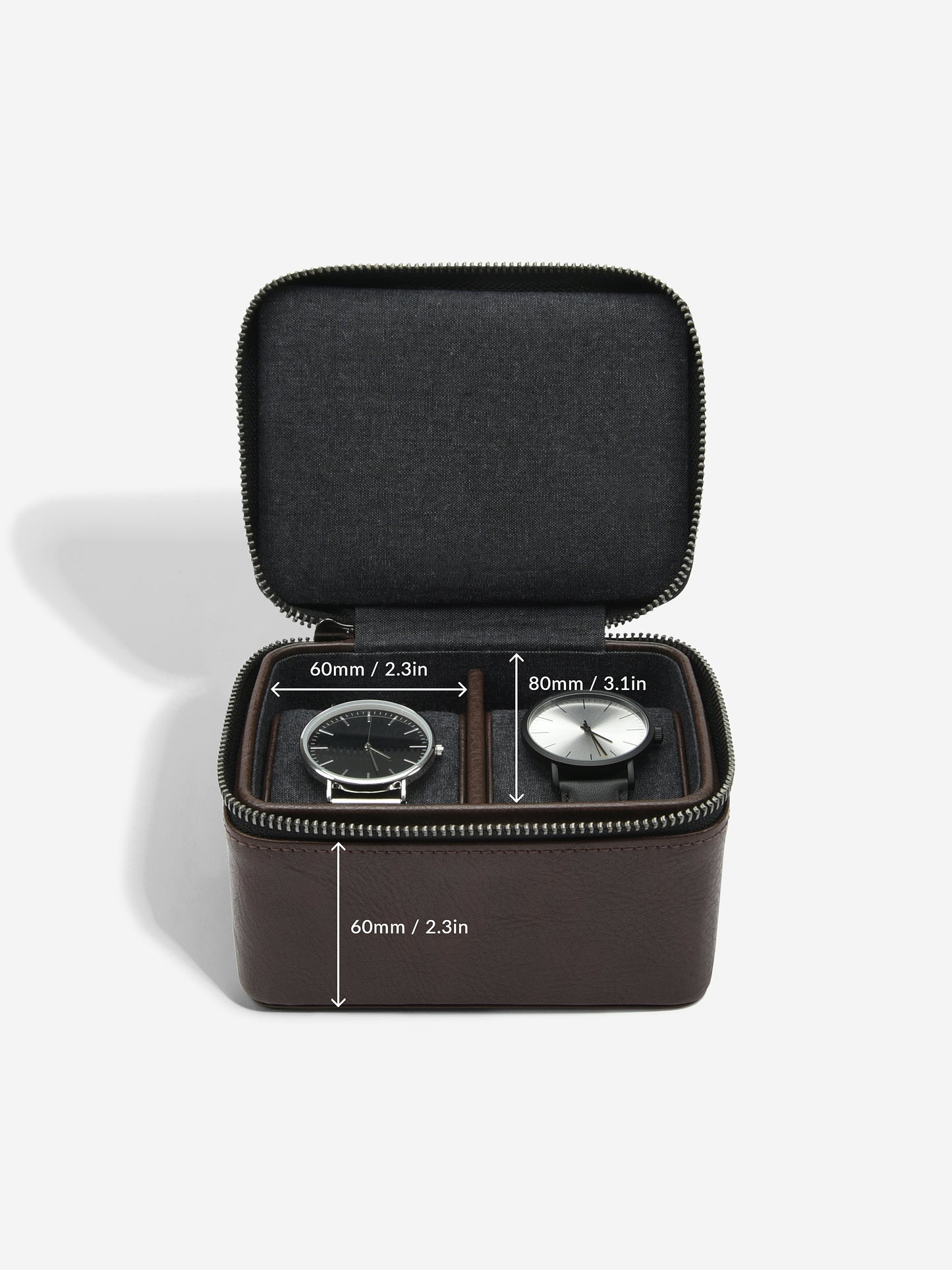 Zipped Travel Watch Box Brown