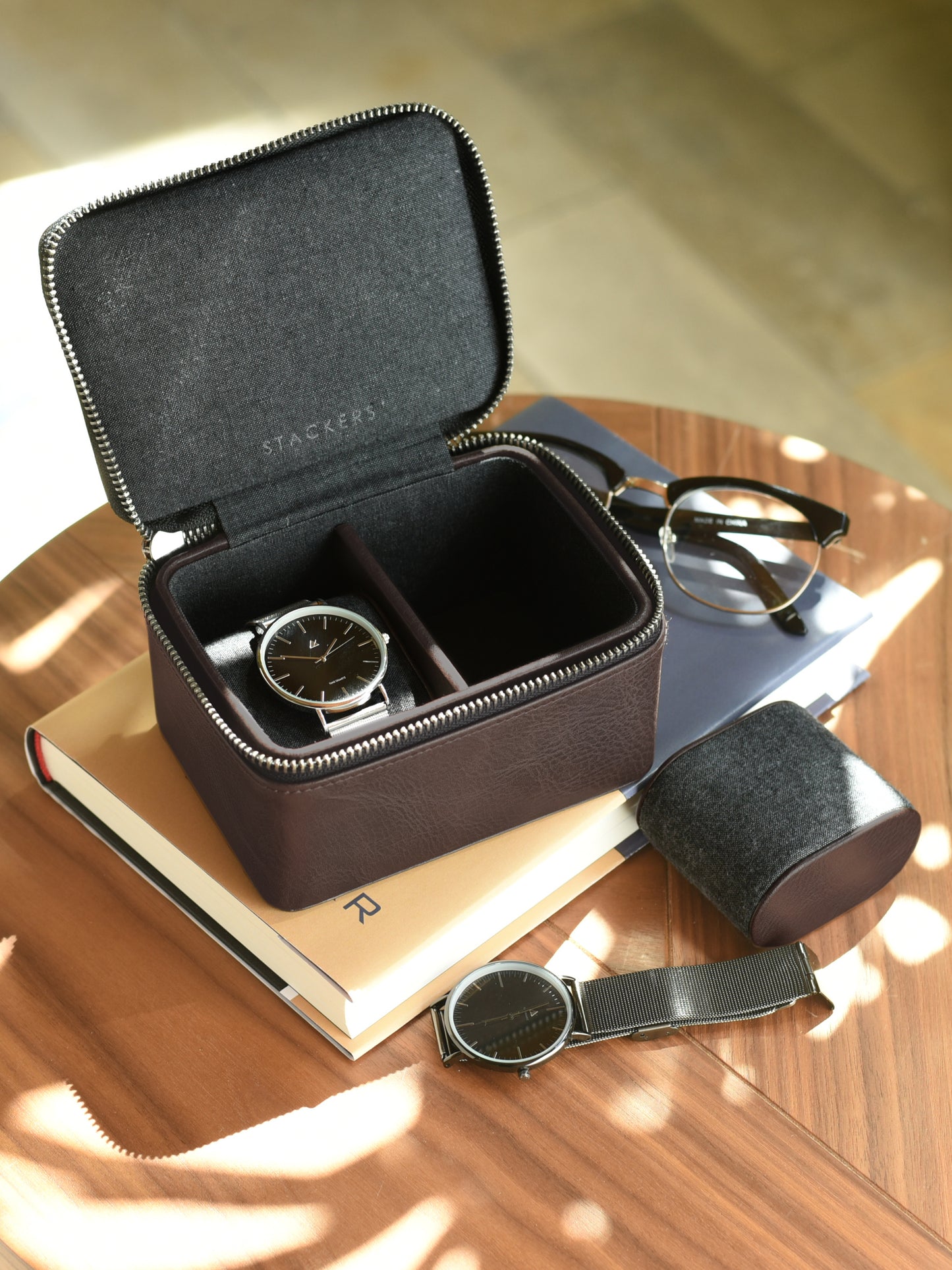 Zipped Travel Watch Box Brown