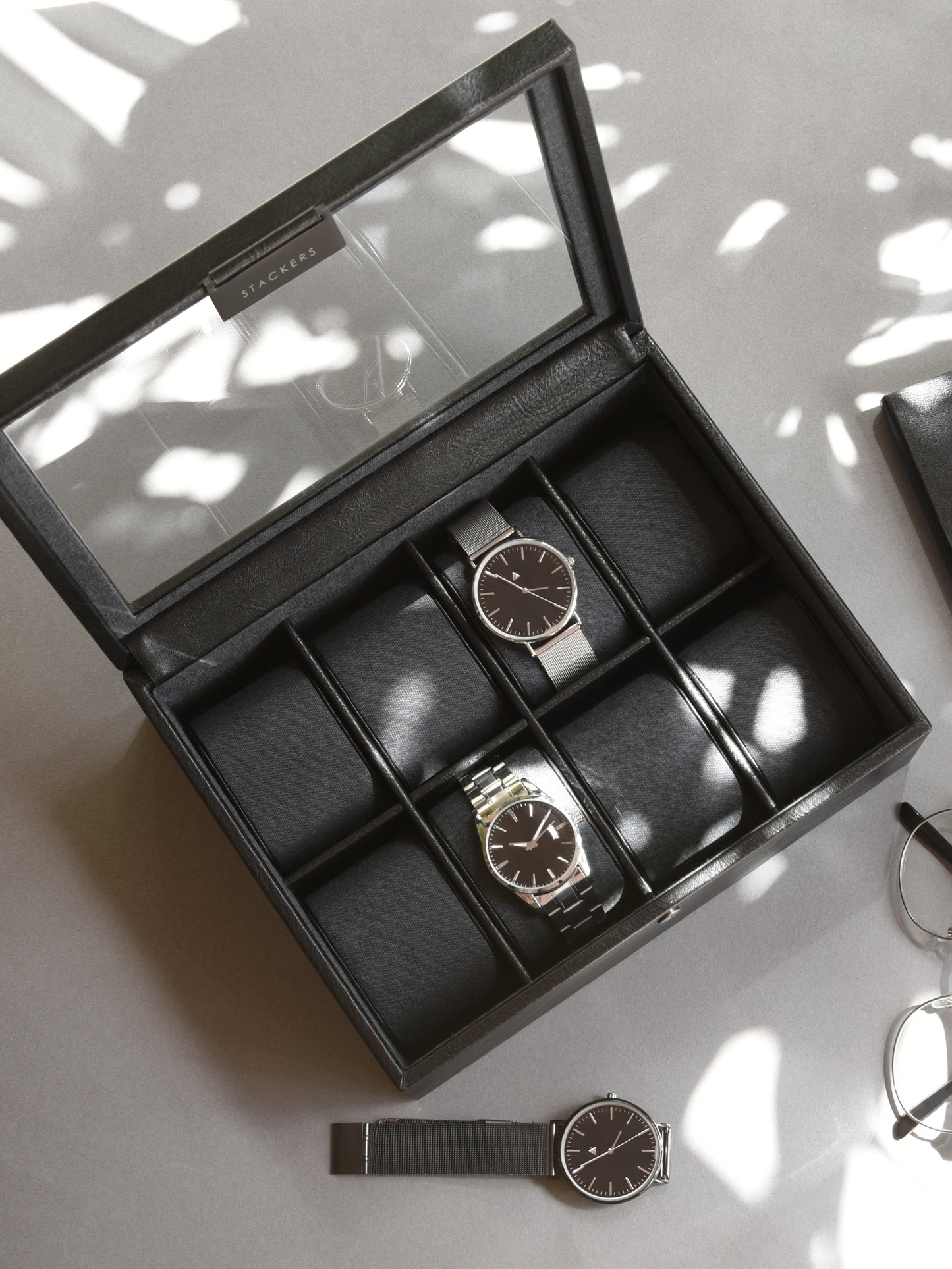 8 Piece Watch Box Black