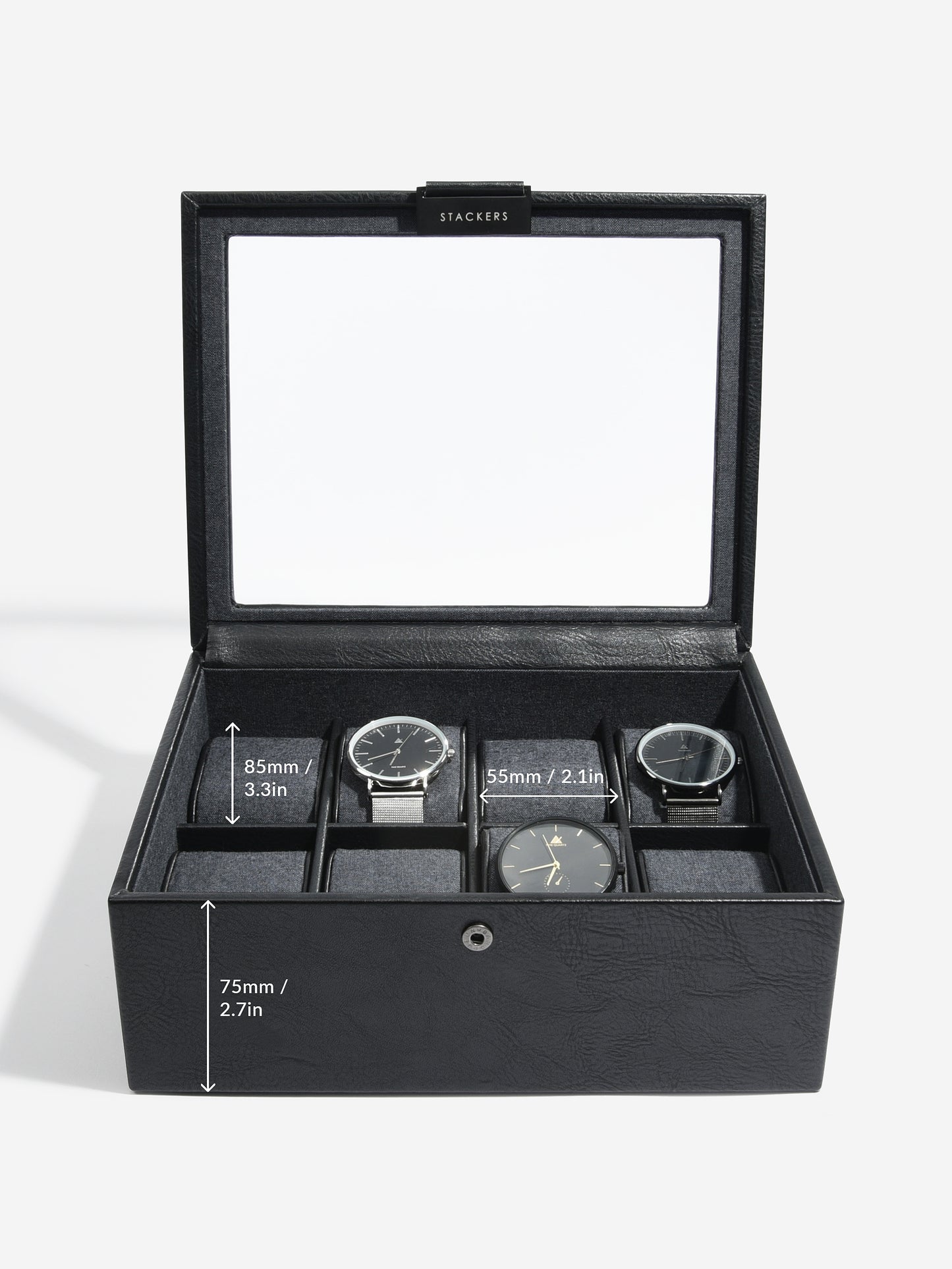 8 Piece Watch Box Black