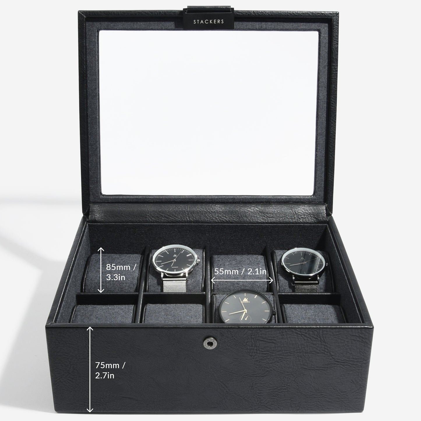 8 Piece Watch Box Black