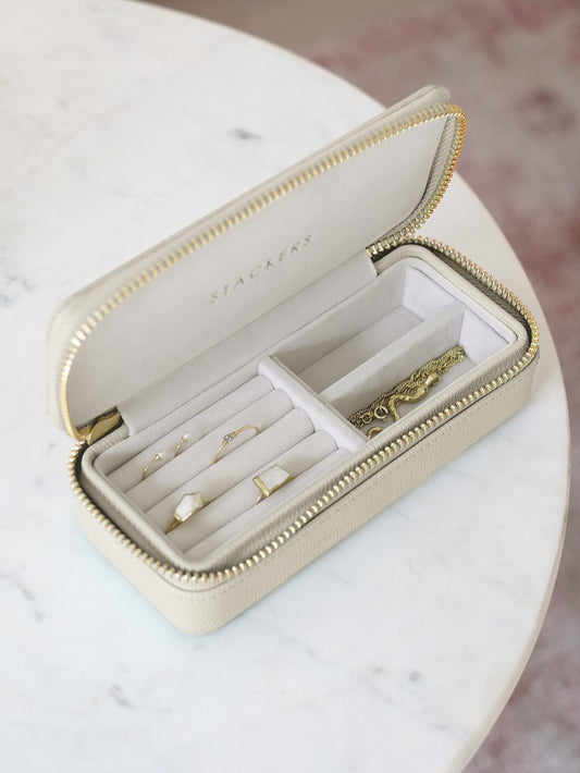 Zipped Travel Jewellery Box Oatmeal