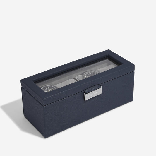 4 Piece Watch Box Navy Blue