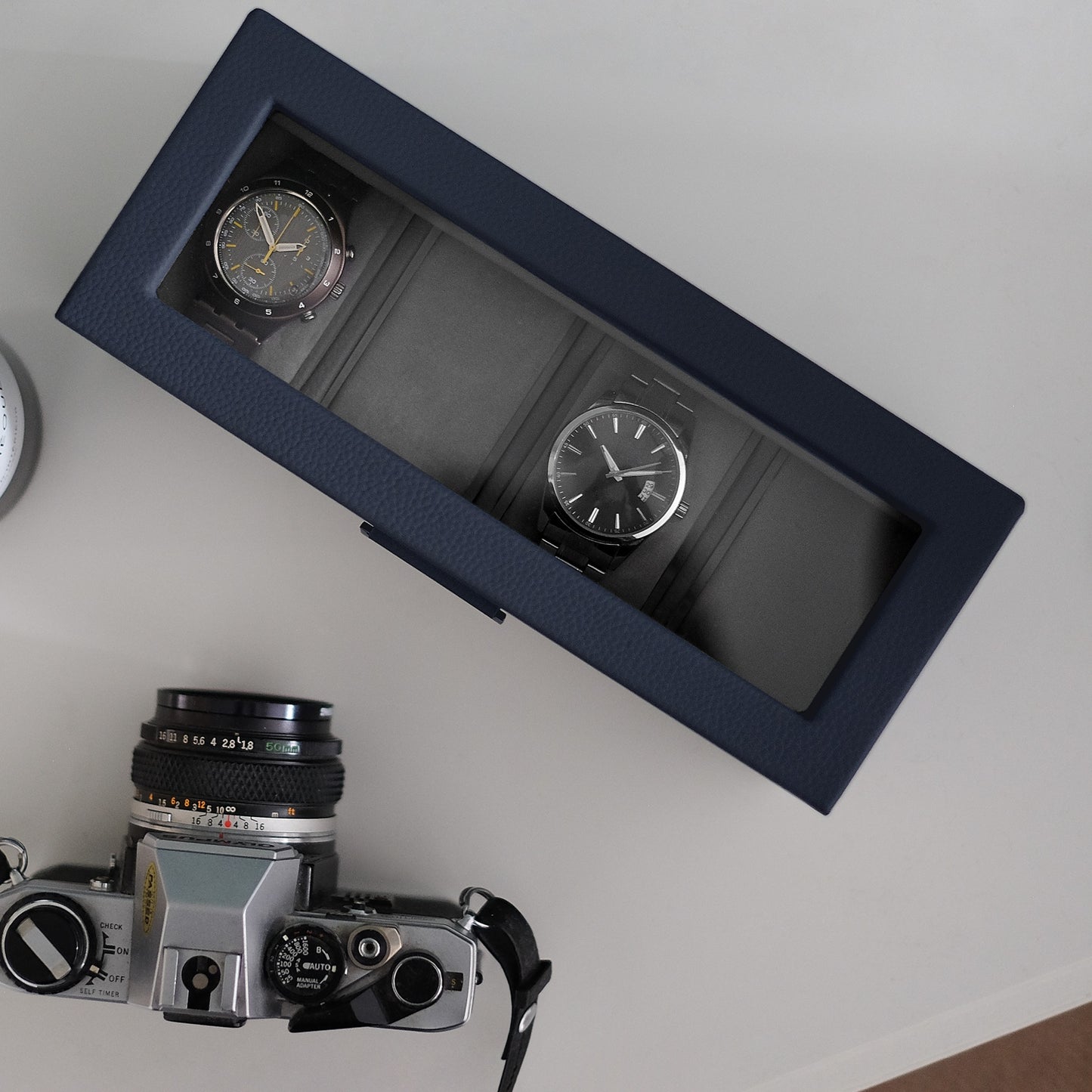4 Piece Watch Box Navy Blue