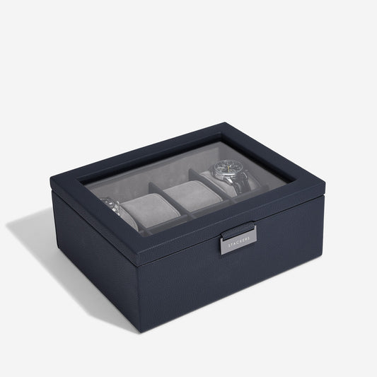 4 Piece Watch Box Navy Blue