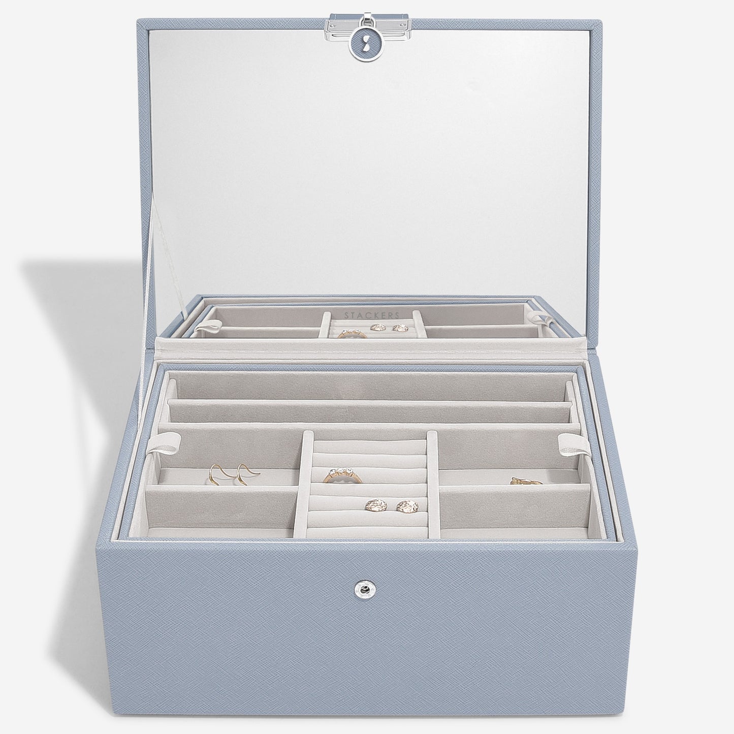 Luxury Dusky Blue Classic Jewellery Box