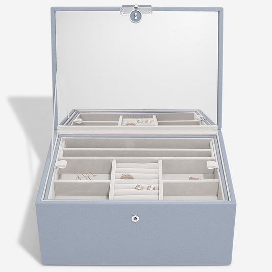 Luxury Dusky Blue Classic Jewellery Box