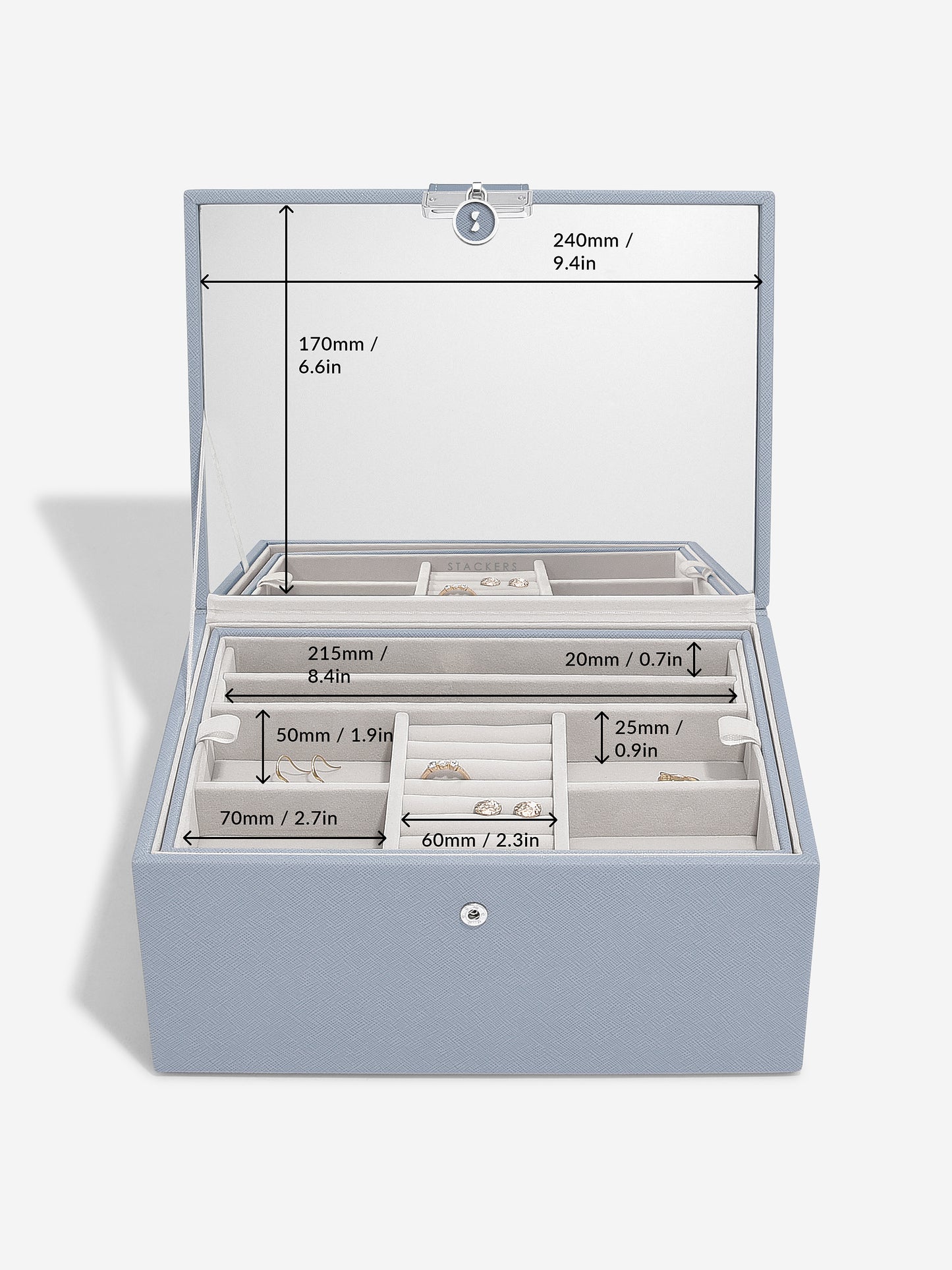 Luxury Dusky Blue Classic Jewellery Box