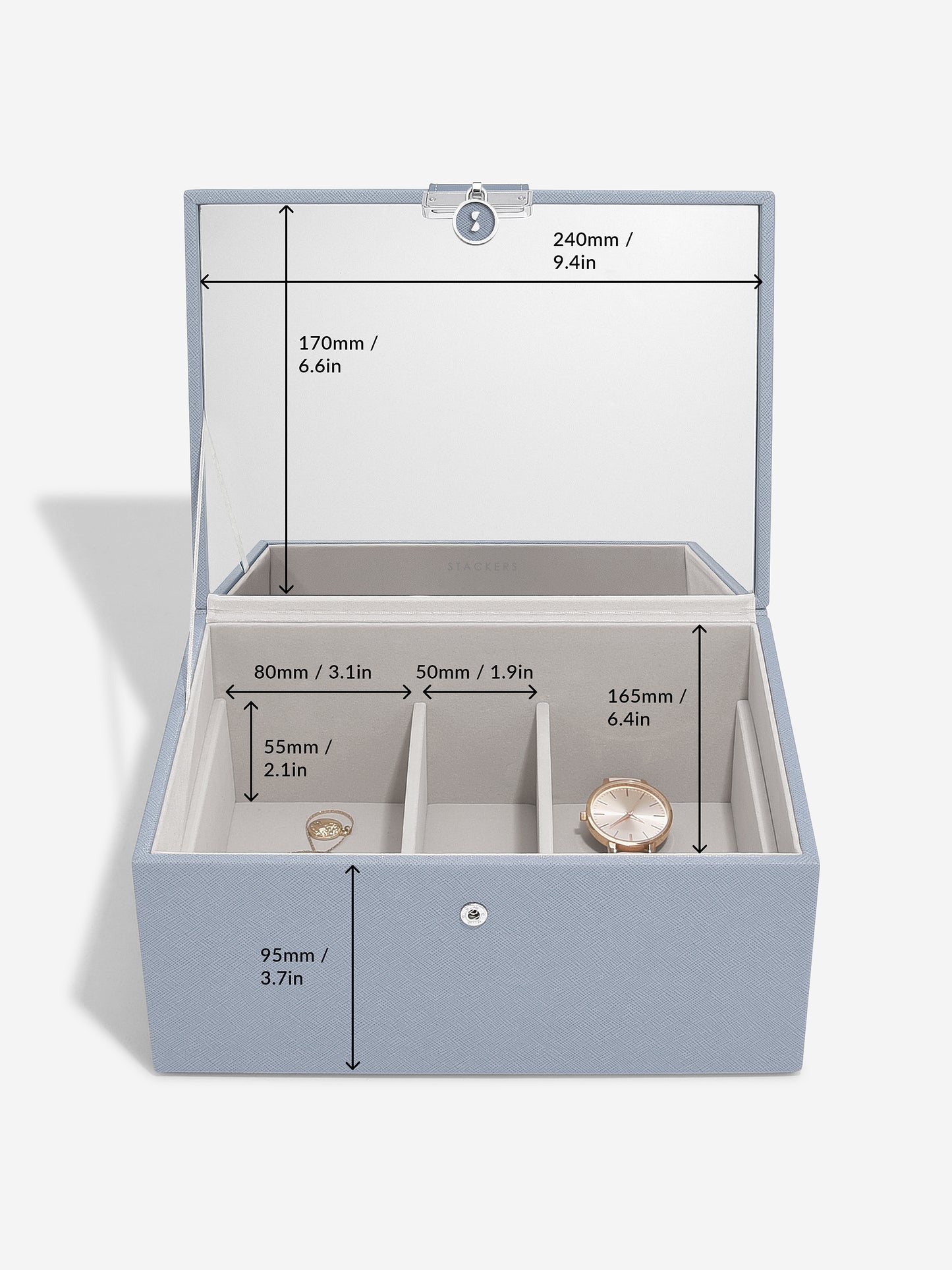 Luxury Dusky Blue Classic Jewellery Box