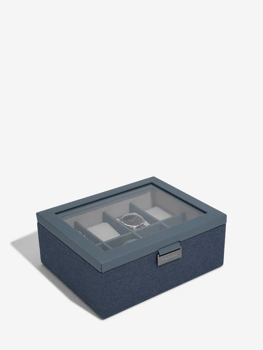 8 Piece Watch Box Blue Canvas