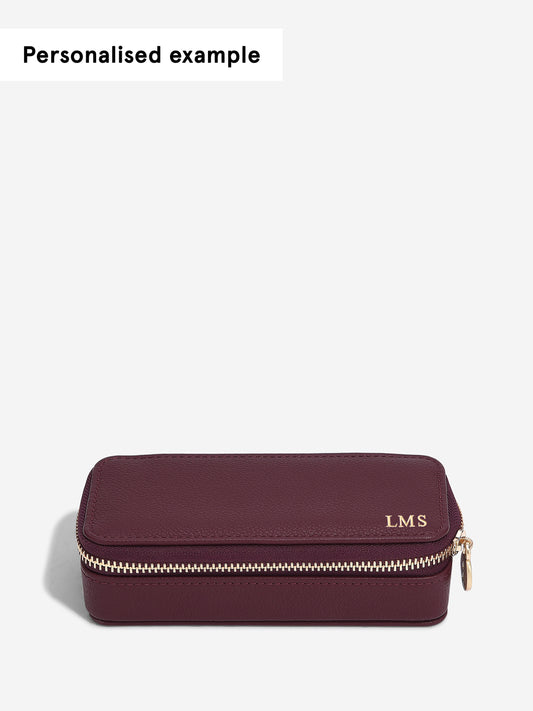 Zipped Travel Jewellery Box Burgundy