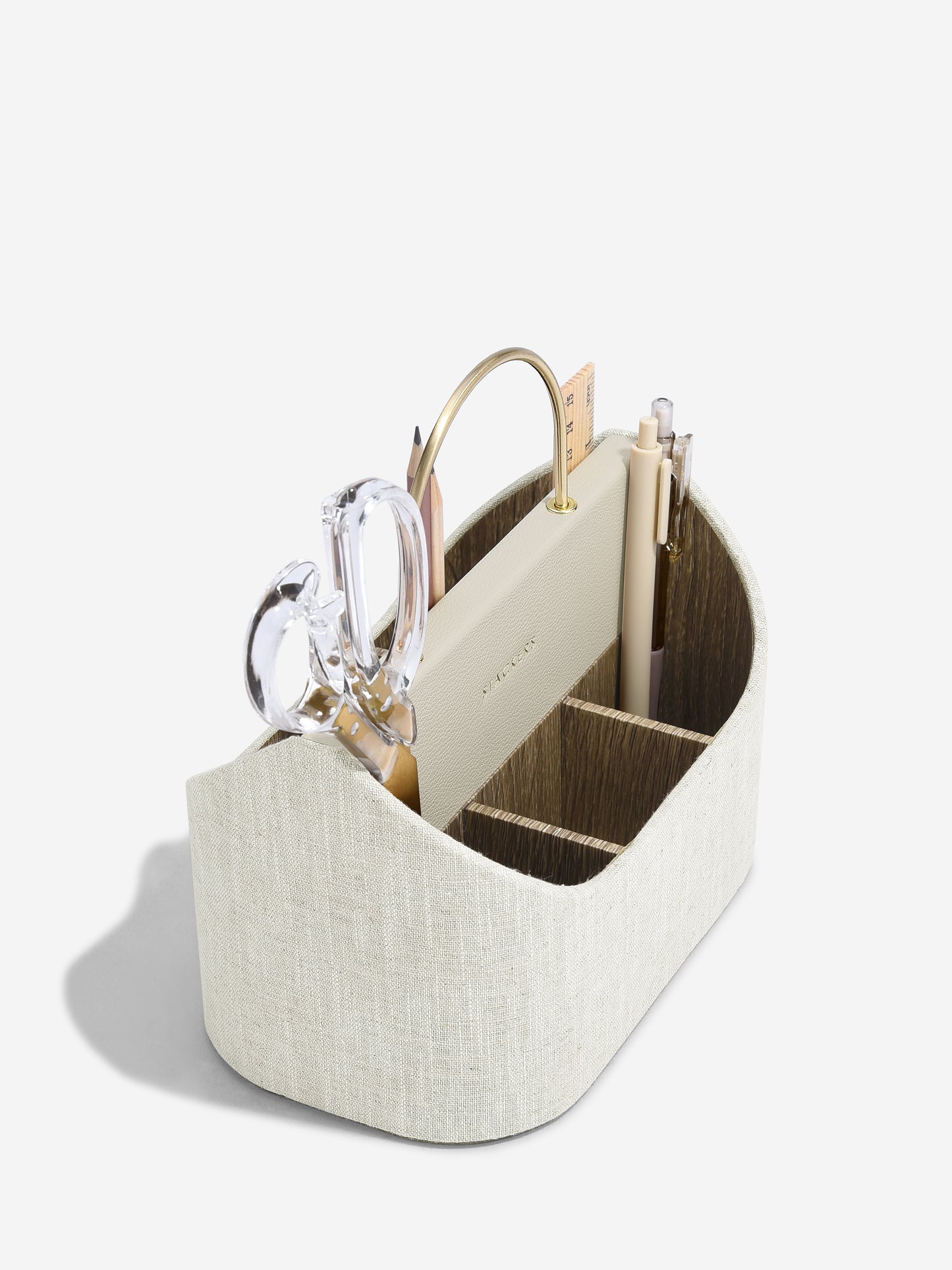 Oatmeal & Linen Stationery Caddy with Handle