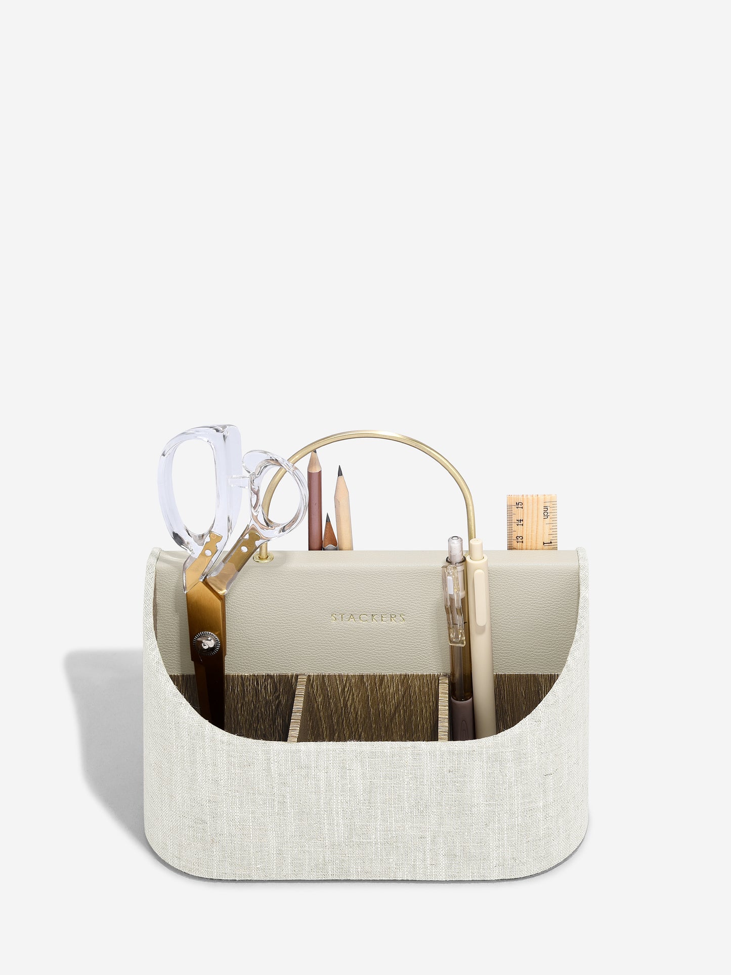 Oatmeal & Linen Stationery Caddy with Handle