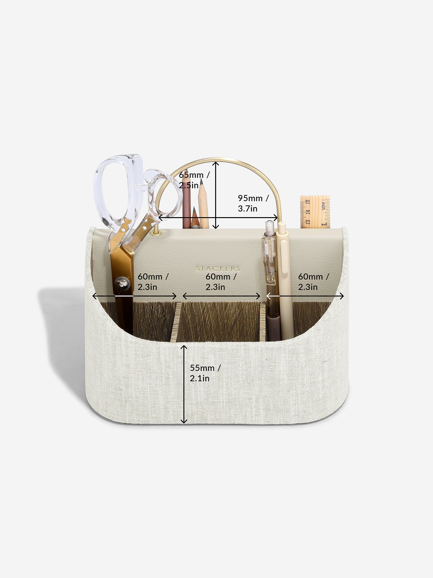 Oatmeal & Linen Stationery Caddy with Handle