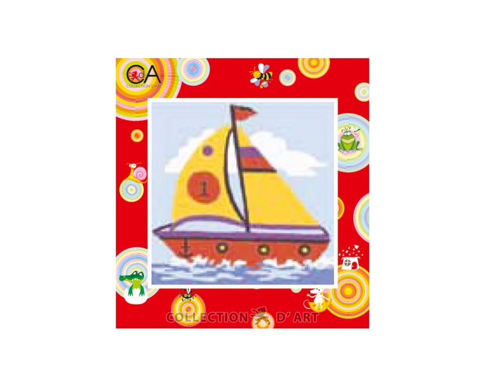 Printed Tapestry Kit Sailing Boat 16x16cm
