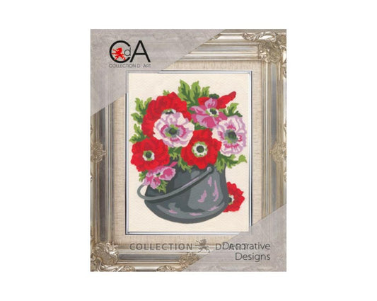 Maltese Tapestry Kit Flowers in Pot 14x18cm