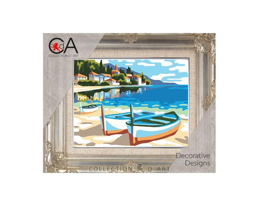 Maltese Tapestry Kit Boats on Beach 14x18cm